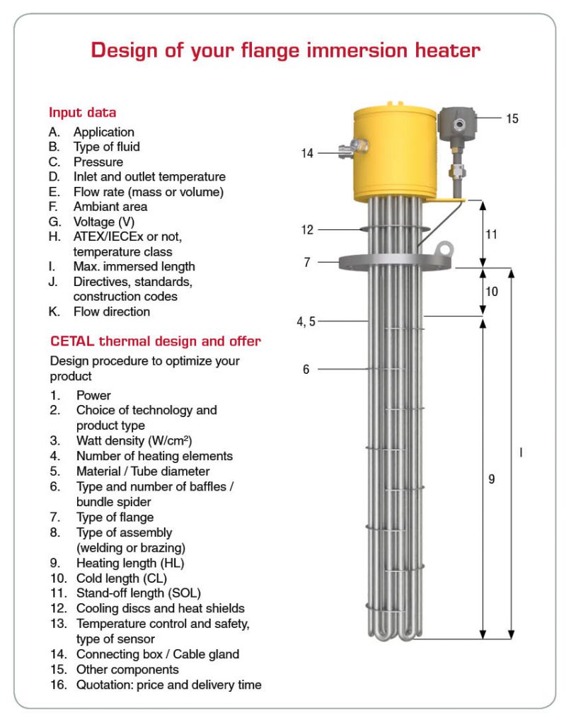 Removable flange immersion heaters - Cetal