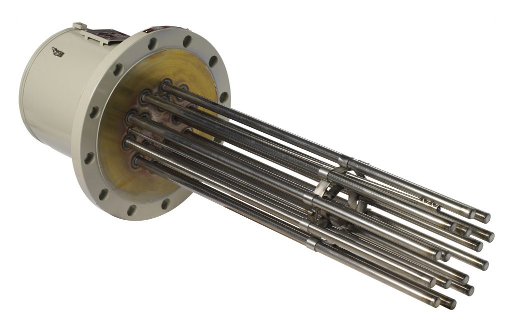 Flange immersion heater for industry